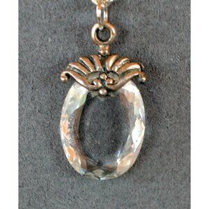 Vintage Sterling Silver & Crystal Pendant Necklace 18 inches